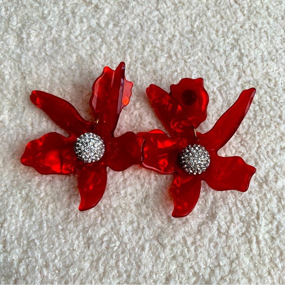 Red Lily Acrylic Earrings